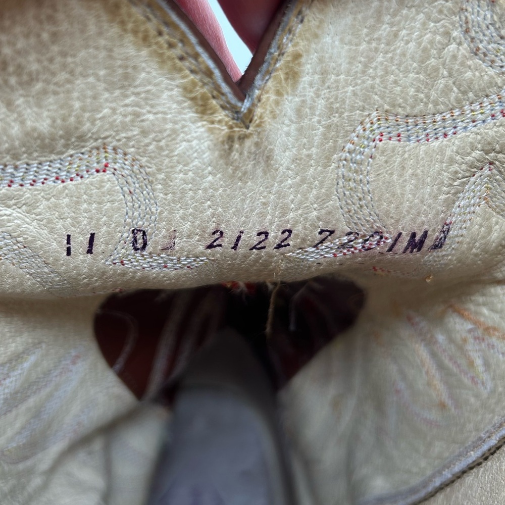 VINTAGE Diamond J JUSTIN Western Cowboy Brown Leather Boots WM’S Size US 12.5 - Picture 13 of 14